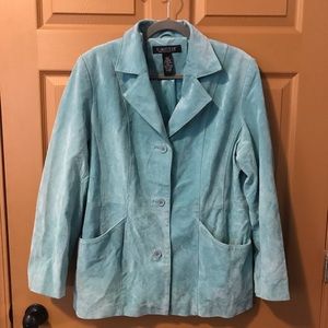 Dialogue Women 100% Suede Blue turquoise Jacket L
